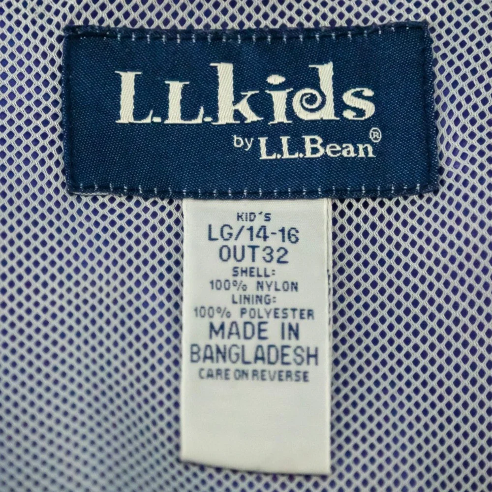 L.L. Bean Kids Size Large L 14-16 Purple Hoodie Full Zip Long Sleeve Rain Jacket
